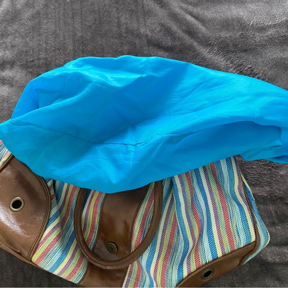 Aldo Colorful Striped Shoulder Bag with Brown Accents - Picture 7 of 12